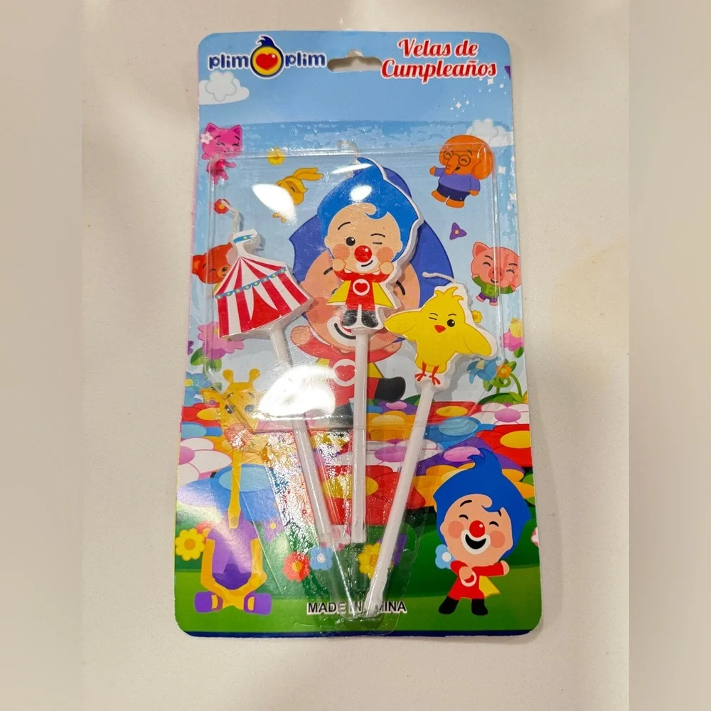 Plim Plim Character Birthday Cake Candles 3-Pack Multicolor
